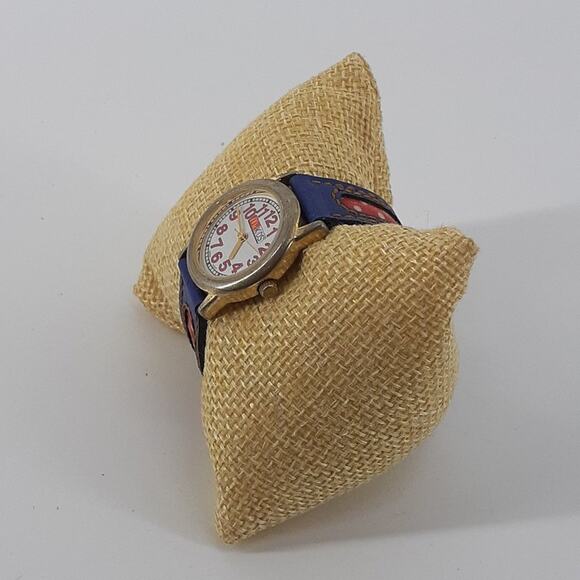 Vintage McKids Stainless Steel Back Japan Movt Blue Red Polkadot Time Child's - Picture 8 of 12